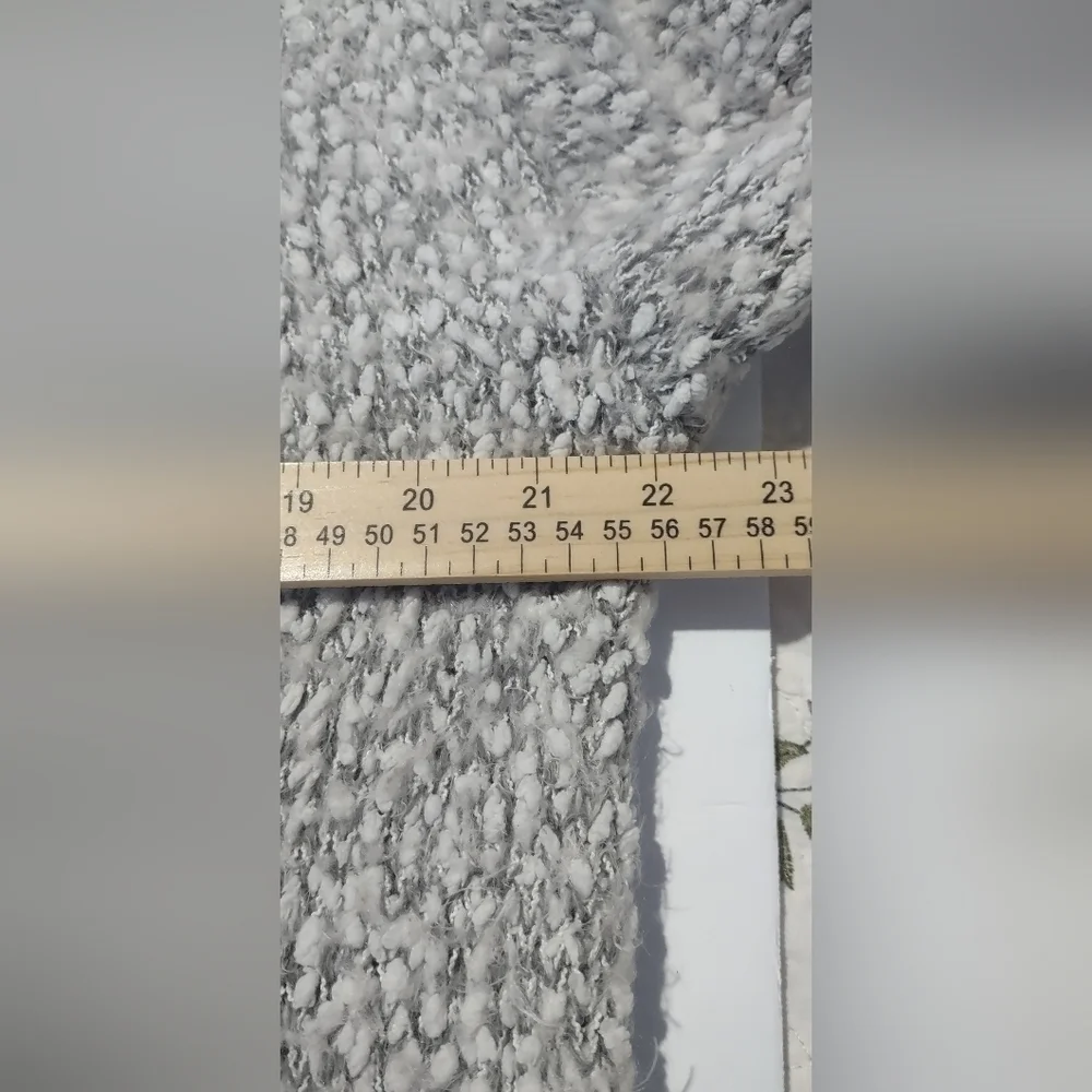 Peach Love Open Cardigan Popcorn Style Knit Gray and Cream very soft